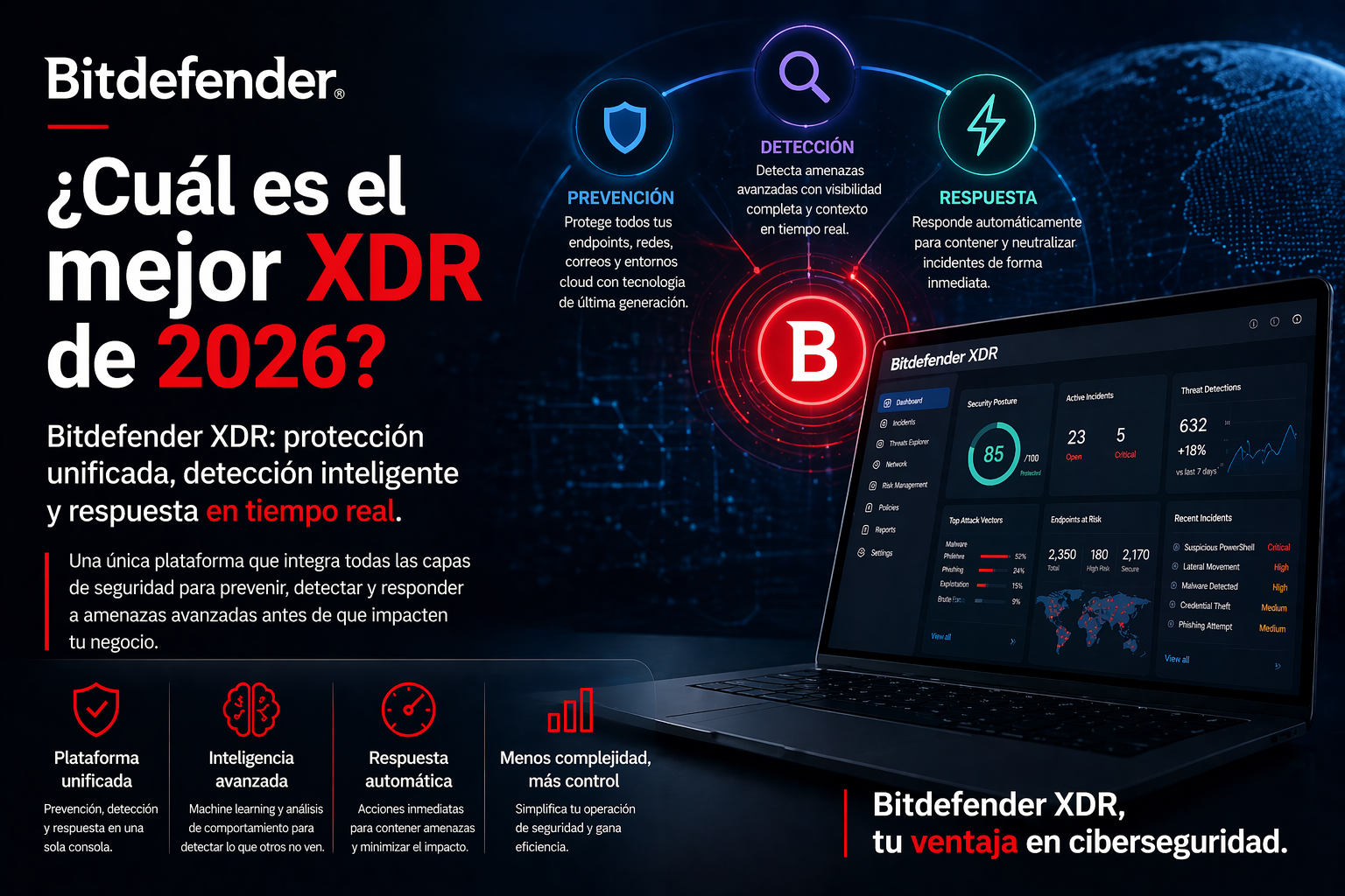 Cuál es el mejor XDR de 2026 | Bitdefender como líder en ciberseguridad