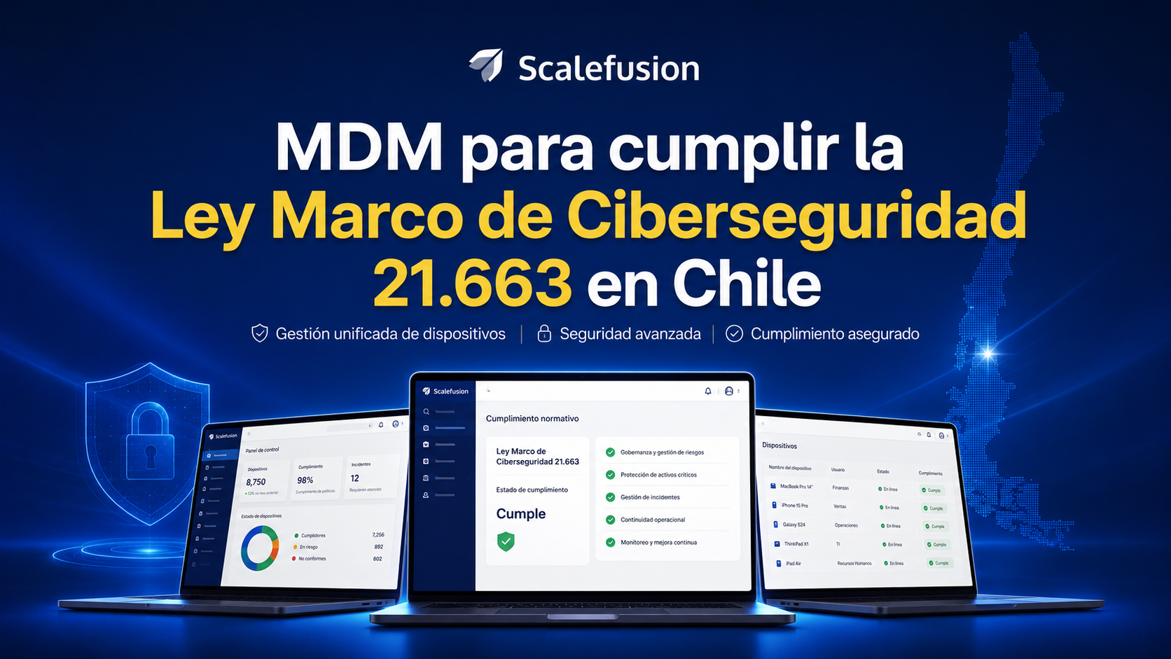 Conoce cómo una solución MDM ayuda a las organizaciones en Chile a fortalecer la gestión de dispositivos, proteger sus endpoints y avanzar en el cumplimiento de la Ley Marco de Ciberseguridad 21.663.