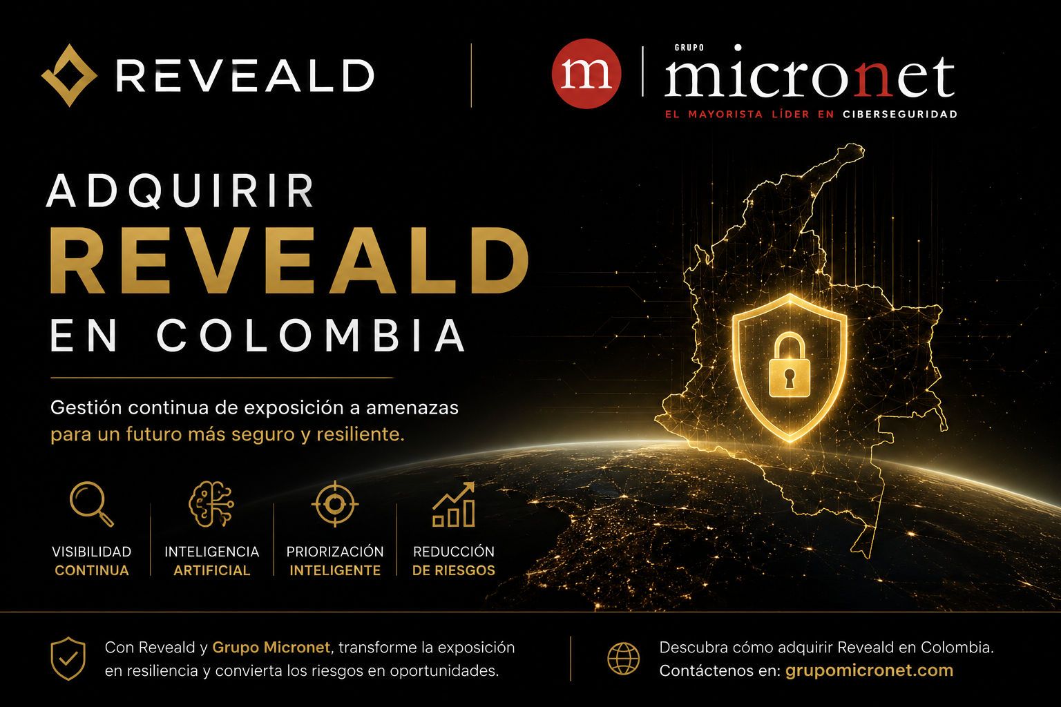 Conozca cómo adquirir Reveald en Colombia con Grupo Micronet y fortalezca su ciberseguridad con CTEM, inteligencia artificial y gestión continua de exposición.